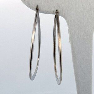 Estate Sterling Silver 925 Teardrop Hoop Earrings 2.15" Drop, 8.9g Vintage